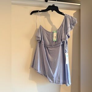 Women's Off-Shoulder Blue Top